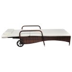 Vidaxl chaise longue avec coussin et roues r�sine tress�e marron