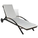 Vidaxl chaise longue avec coussin et roues rsine tresse marron