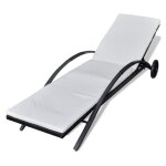 Vidaxl chaise longue avec coussin et roues rsine tresse noir