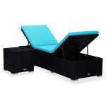 Vidaxl chaise longue avec coussin et table  th rsine tresse bleu