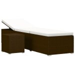 Vidaxl chaise longue avec coussin et table � th� r�sine tress�e marron