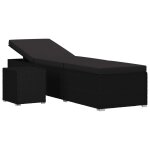 Vidaxl chaise longue avec coussin et table  th rsine tresse noir
