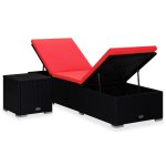 Vidaxl chaise longue avec coussin et table  th rsine tresse rouge