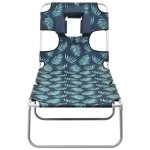 Vidaxl chaise longue avec coussin de tte acier motif de feuilles