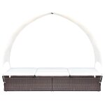 Vidaxl chaise longue double avec auvent rsine tresse marron