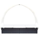 Vidaxl chaise longue double avec auvent rsine tresse noir