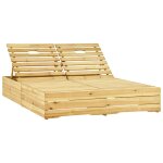 Vidaxl chaise longue double et coussins noir pin imprgn