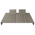 Vidaxl chaise longue double avec coussin rsine tresse gris