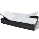 Vidaxl chaise longue double avec coussin rsine tresse marron