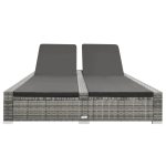 Vidaxl chaise longue double rsine tresse gris