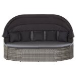 Vidaxl chaise longue d'extrieur avec auvent rsine tresse gris