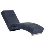 Vidaxl chaise longue de longue gris similicuir daim