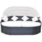 Vidaxl chaise longue de jardin avec auvent rsine tresse noir