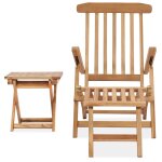 Vidaxl chaise longue de jardin avec repose - pied et table bois de teck