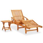 Vidaxl chaise longue de jardin avec table et coussin bois d'acacia