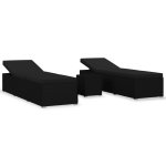 Vidaxl chaises longues de jardin table  th 3 pcs rsine tresse noir