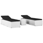 Vidaxl chaises longues de jardin table � th� 3pcs r�sine tress�e blanc