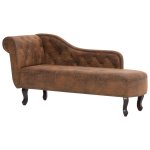 Vidaxl chaise longue marron similicuir daim