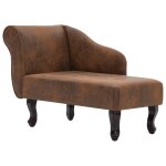 Vidaxl chaise longue marron similicuir daim