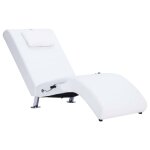 Vidaxl chaise longue de massage avec oreiller blanc similicuir