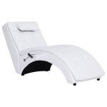 Vidaxl chaise longue de massage avec oreiller blanc similicuir
