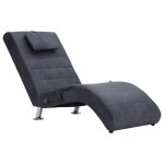 Vidaxl chaise longue de massage avec oreiller gris similicuir daim