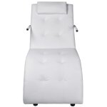 Vidaxl chaise longue avec oreiller blanc similicuir