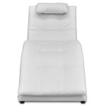 Vidaxl chaise longue avec oreiller blanc similicuir