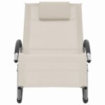 Vidaxl chaise longue avec oreiller crème textilène Vidaxl chaise longue avec oreiller crème textilène