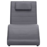 Vidaxl chaise longue avec oreiller gris similicuir