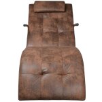 Vidaxl chaise longue avec oreiller marron tissu daim