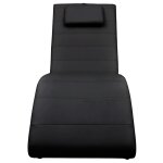 Vidaxl chaise longue avec oreiller noir similicuir