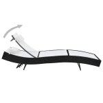 Vidaxl chaise longue avec oreiller rsine tresse noir