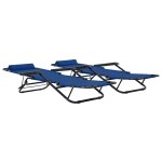 Vidaxl chaises longues pliables 2 pcs avec repose - pied acier bleu