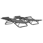 Vidaxl chaises longues pliables 2 pcs avec repose - pied acier gris
