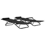 Vidaxl chaises longues pliables 2 pcs avec repose - pied acier noir