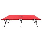 Vidaxl chaise longue pliable 2 places rouge acier