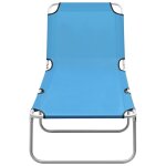 Vidaxl chaise longue pliable acier et tissu bleu turquoise