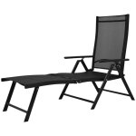 Vidaxl chaise longue pliable aluminium noir