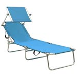 Vidaxl chaise longue pliable avec auvent bleu aluminium