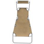 Vidaxl chaise longue pliable avec auvent taupe aluminium
