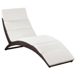 Vidaxl chaise longue pliable avec coussin rsine tresse marron