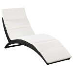 Vidaxl chaise longue pliable avec coussin r�sine tress�e noir