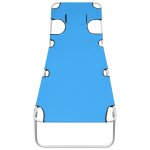 Vidaxl chaise longue pliable avec coussin de tte acier bleu turquoise