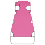 Vidaxl chaise longue pliable avec coussin de tte acier rose magento