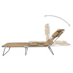 Vidaxl chaise longue pliable et coussin de tte dossier rglable taupe