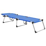 Vidaxl chaise longue pliable extra haute pour seniors bleu aluminium Vidaxl chaise longue pliable extra haute pour seniors bleu aluminium