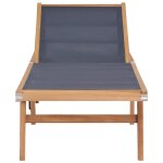 Vidaxl chaise longue pliable avec roulettes teck massif et textilne