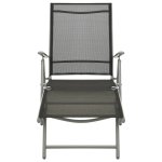 Vidaxl chaise longue pliable textilne et aluminium noir et argent