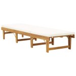 Vidaxl chaise longue pliante avec coussin bois d'acacia solide